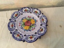 Vestal Alcobaca Hand Painted Floral Roses Wall Plate Made in Portugal 593 Purple picture