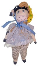 15” Dairy Cow Ragdoll Plush Doll Figurine Toy Country Folk Art Bonnet picture