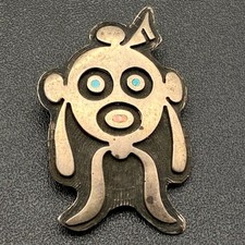 Vintage Hopi Mudhead Kachina Turquoise Coral Silver Pin Brooch picture