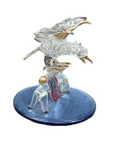Glass Eagle Figurine with American Flag Collector’s Decorative Piece picture