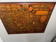 ANTIQUE PRINT MAP OF LONDON UK COAT OF ARMS VERY DETAILED FROM 1951 picture