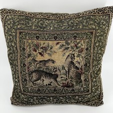 Vintage 24” Tapestry Leopard Family Throw Pillow Safari Jungle Animal Cushion picture