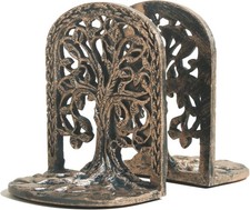 Elegant Antique Brass Tree of Life Bookends for Home or Office Décor picture