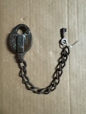 ANTIQUE Ritchie &  Boyden Newark  N.J. Brass shackle Lock WITH KEY - Patent 1867 picture