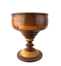 and Turned Segmented Wood Pedestal Bowl Two Tone Centerpiece Compote 9