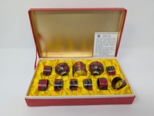 VTG Cheau Jyh Cloisonne Tableware Set 8 Napkin Rings Salt Pepper Toothpick Box picture
