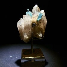 336g Rare Natural Smoky Quartz Symbiosis Aquamarine Crystal mine energy healing picture