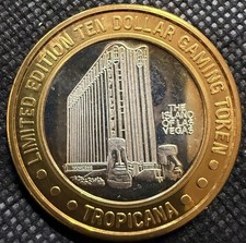 TROPICANA HOTEL & CASINO VERY RARE Limited Edition 999% .6 Oz Pure Silver Strke picture