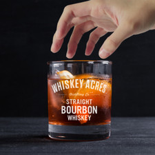 Custom Engraved Whiskey Acres Bourbon Glass – 11 oz Standard Rocks Glass picture