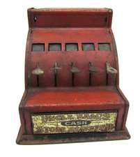 Antique 1930s Durable Toy Uncle Sam's Cash Store Register 5 Key Working - Red picture