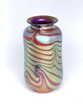 Gold  Luster  Vase With Red King Tut Design. Blown Glass by Saul Alcaraz picture