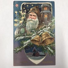 Antique Postcard FATHER CHRISTMAS Raphael Tuck No102 c. 1909 Xmas Gold Bells picture