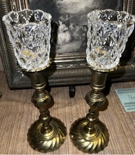 Antique Candle Holders BrassOrnate Castilian Solid & Heavy French Brass picture