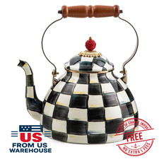 MacKenzie-Childs Courtly Check Tea Kettle 2Qt 3Qt Enamel Stovetop New picture