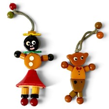 2 Tykie Toy Catalin Bakelite 1940s Crib Toys Black Woman & Bobby Bear picture
