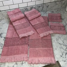 Vintage NWOT Cannon Monticello Pink Sculpted Towel Set 8 Piece 4Wash 2Hand 2Bath picture