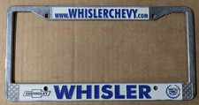 VTG Metal Whisler Chevy Chevrolet Cadillac Embossed Dealer License Plate Frame picture