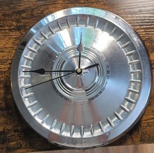 OOAK Genuine 1960s Chevy Chevrolet 10.5” Hubcap Quartz Wall Clock - Folk Art picture