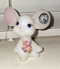 Vintage Fenton 95th Anniversary Hand Painted Floral Mouse Signed M. Nutter 2000 picture