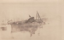 RPPC Navy Warship Torpedo Boat Wreck Salvage Harbor Real Photo Postcard c.1910s picture