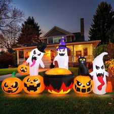 Inflable Halloween 8,5 Pies Familia Fantasma Calabaza con Luces LED para Jardín picture