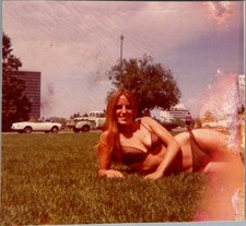 1960s Woman Reclining on Campus Lawn Photograph Red Shift Cars & Convertible picture