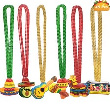 Becfupo 48 Pcs Mexican Fiesta Beads Necklaces, 31.5 inches, Multi-colors picture