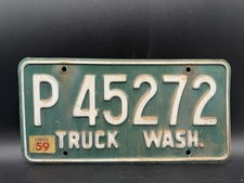 Vintage Original 1959 Washington State Truck License Plate Tag # P45272 picture