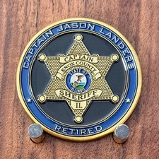 Knox County IL Retired Sheriff Thin Blue Line Service Challenge Coin  W#12 picture