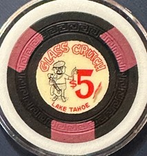 $5 Glass Crutch Casino Chip Lake Tahoe NV picture
