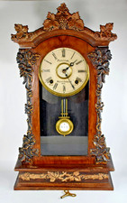 ANTIQUE PERKINS NORTH SHIELDS 1892 STRIKING 8 DAY MANTLE WALL CLOCK – REQ ATTN picture
