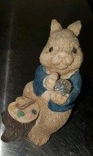 Easter Bunny Rabbit Painter With Crystal Figurine, Spring Decor  picture