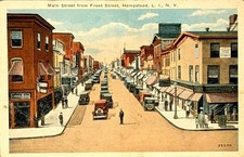 Main Street from Front Street, Hempstead Long Island Vintage Postcard c1930s picture