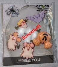 2026 Disney Pink Jibbitz Crocs Mickey & Minnie Halloween Ghosts Set of 5 Charms picture