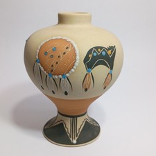 Betty Selby Native American Southwest Style Hand Painted Pottery Vase picture
