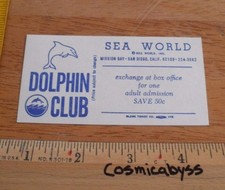 Sea World Dolphin Club discount Card 1970 VINTAGE unused San Diego picture