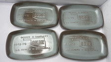 Vintage 1978 Frankoma Dewey Bartlett Okie Political Trays Set 4 Blue Brown picture