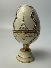 Vintage Soviet Enamel Metal Faberge Egg with Church Inside 9cm 3.5in USSR picture