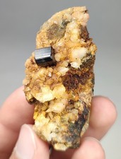 42-gm Natural Vesuvianite Shiny Crystal with Albite on Matrix, Specimen from Pak picture