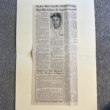 Ray Oyler Detroit Tigers 1967 Sporting News Baseball 6X15 Panel picture
