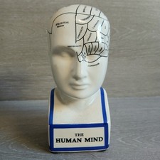 THE HUMAN MIND Ceramic Head Bust Bank ~ Cerebral Brain Coin Slot Statue E2 picture