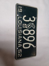 Vintage 1952 Louisiana License Plate - RARE Low 4-Digit 3-896 Pelican Emblem picture