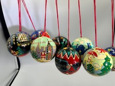Set 9 Artist Hand Painted Bloomingdale's NYC Landmarks Christmas Ornaments 2001 picture