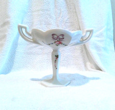 WESTMORELAND FOOTED CANDY SERVER WITH HANDLES  HAND DECORATED  APPROX. 6