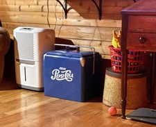 Vintage 1950’s “Drink Pepsi Cola” Blue Metal Cooler With White Lettering picture
