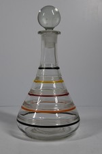 Vintage Fiesta Go Decanter Glass MCM Barware Anchor Hocking Color Stripes picture