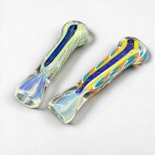 4 Pack Glass Chillum Tobacco Pipes Mystery Set Hand Blown One Hitter Pipes picture