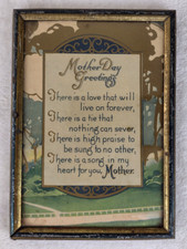 Vintage Framed Mother's Day Greeting Motto Message Print Art Deco  picture