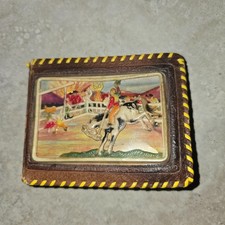 Vintage Western Themed Children’s Plasticized Wallet With 3D Cover 1955 picture