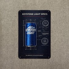 Keystone Light  ON Metal Sign Poster Bar Beer Cerveza (Industrial Blueprint) DY  picture